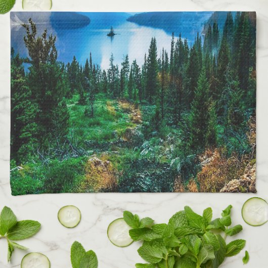 Rustic Country Mountains Natuur Theedoek (Gevouwen)