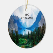 Rustic Country Mountains Scenic Nature Anniversary Keramisch Ornament (Links)
