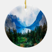 Rustic Country Mountains Scenic Nature Anniversary Keramisch Ornament (Achterkant)