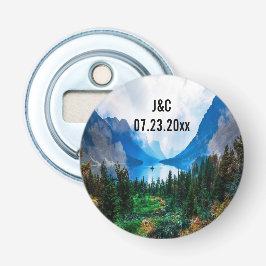 Rustic Country Mountains Schilderachtig Natuur Wed Button Flesopener