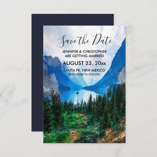 Rustic Country Mountains Schilderachtig Natuur Wed Save The Date (Voorkant / Achterkant)