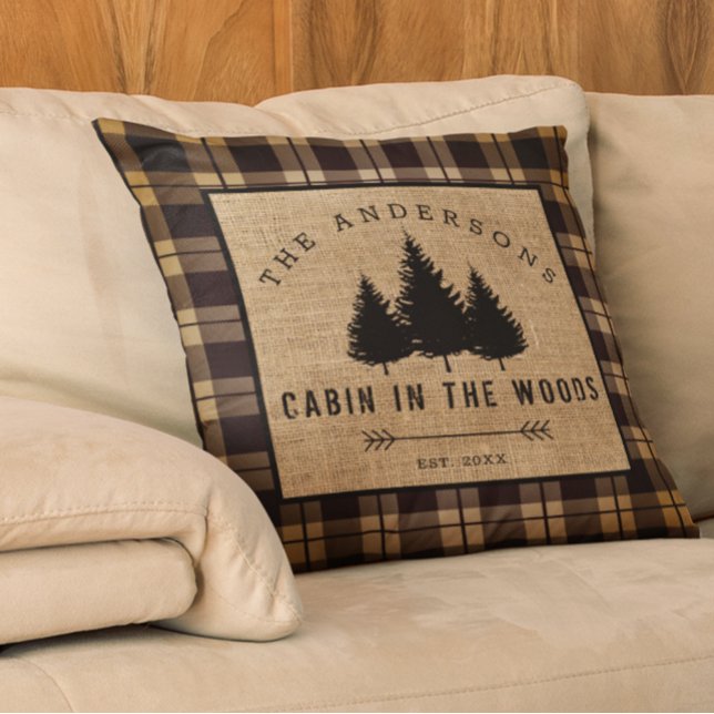 Rustic Country name Cabin in the Bossen Thans Kussen (Creator heeft geüpload)