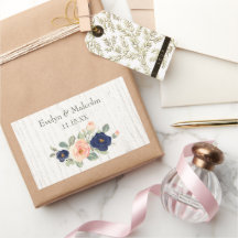 Rustic Country Navy Blue and Peach Floral Wedding 