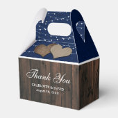 Rustic Country Navy Blue Wedding Bedankt Bedankdoosjes (Achterkant)