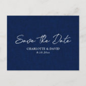 Rustic Country Navy Blue Wedding Bewaar de datum Aankondigingskaart (Voorkant)