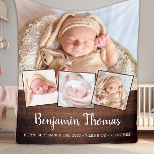 Rustic Country New Baby - Gepersonaliseerd fotocol Fleece Deken