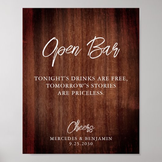 Rustic Country Open Bar - Persoonlijk huwelijk Poster (Voorkant)