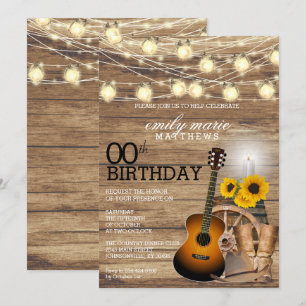 Rustic Country Party - 00th Birthday Kaart