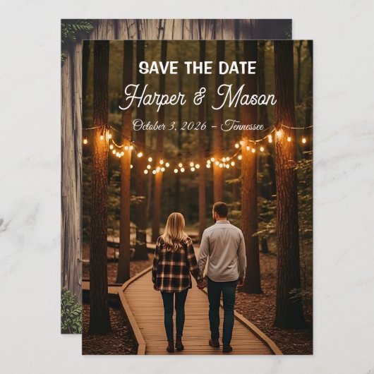 Rustic Country Path Save the Date Photo Card (Voorkant / Achterkant)