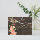 Rustic Country Peony Barn Wood Wedding Briefkaart (Staand voorkant)