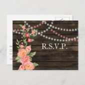 Rustic Country Peony Barn Wood Wedding Briefkaart (Voorkant / Achterkant)