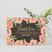 Rustic Country Peony Barn Wood Wedding Kaart (Staand voorkant)