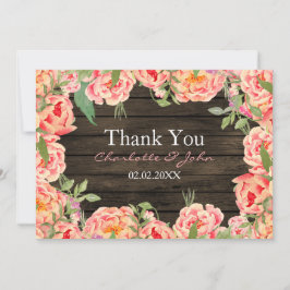 Rustic Country Peony Barn Wood Wedding Kaart