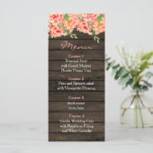 Rustic Country Peony Barn Wood Wedding Menu (Staand voorkant)
