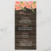 Rustic Country Peony Barn Wood Wedding Menu (Voorkant)