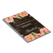 Rustic Country Peony Barn Wood Wedding Notitieboek (Rechterzijde)