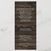 Rustic Country Peony Barn Wood Wedding Programmakaart (Achterkant)