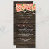Rustic Country Peony Barn Wood Wedding Programmakaart (Voorkant / Achterkant)