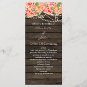 Rustic Country Peony Barn Wood Wedding Programmakaart (Voorkant)
