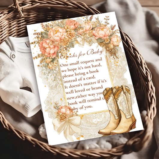 Rustic Country Peony Boots Boeken voor Baby Informatiekaartje