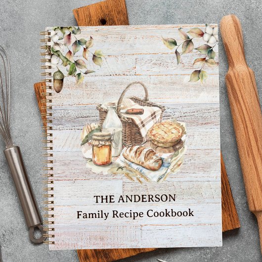Rustic Country Personalized Family Recipe Book Notitieboek
