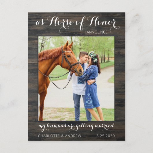 Rustic Country Photo Horse Save the Date Aankondigingskaart (Voorkant)