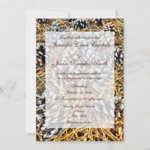 Rustic Country Pine Cones Camo Wedding Invitations Kaart