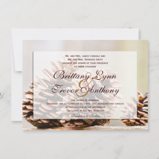 Rustic Country Pine Cones Fall Wedding Invitations Kaart (Achterkant)