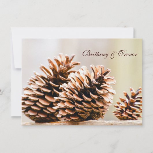 Rustic Country Pine Cones Fall Wedding Invitations Kaart (Voorkant)