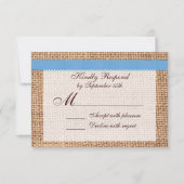 Rustic Country Printed Burlap Blue Ribbon RSVP (Voorkant)