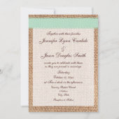 Rustic Country Printed Burlap Sage Ribbon Wedding Kaart (Voorkant)