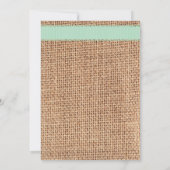 Rustic Country Printed Burlap Sage Ribbon Wedding Kaart (Achterkant)