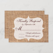 Rustic Country Printed Burlap Wedding RSVP-kaarten RSVP Kaartje (Voorkant / Achterkant)