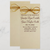 Rustic Country Printed Twine Bow Wedding Programme Programmakaart (Voorkant / Achterkant)