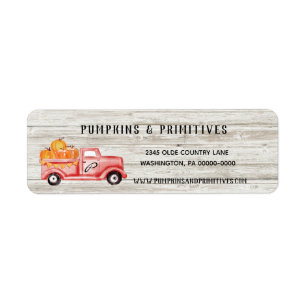Rustic Country Pumpkin Farmhouse Return Address Etiket