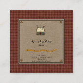 Rustic Country Quilter Stitcher Handmade Crafter Vierkante Visitekaartje (Achterkant)