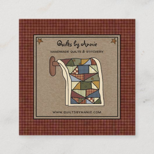 Rustic Country Quilter Stitcher Handmade Crafter Vierkante Visitekaartje (Voorkant)