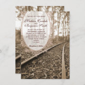 Rustic Country Railroad Tracks Wedding Invitations Kaart (Voorkant / Achterkant)