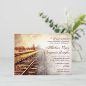 Rustic Country Railroad Tracks Wedding Invitations Kaart (Staand voorkant)