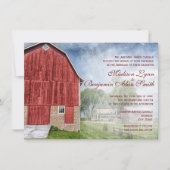 Rustic Country Red Barn Boerderij Wedding Invitati Kaart (Voorkant)