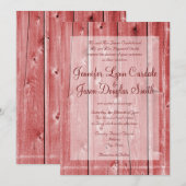 Rustic Country Red Barn Wood Wedding Invitations Kaart (Voorkant / Achterkant)