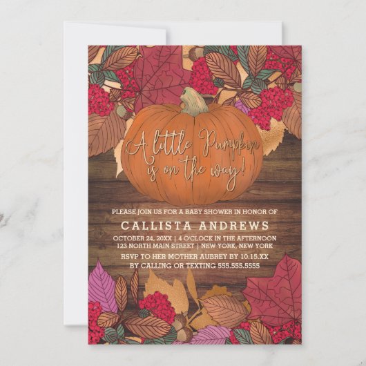 Rustic Country Red Brown Fall verlaat Baby shower Kaart (Voorkant)