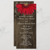 Rustic Country Red Daisy Wedding Programs Programmakaart (Voorkant / Achterkant)