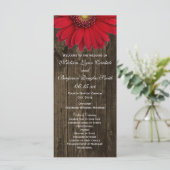 Rustic Country Red Daisy Wedding Programs Programmakaart (Staand voorkant)