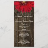 Rustic Country Red Daisy Wedding Programs Programmakaart (Voorkant)