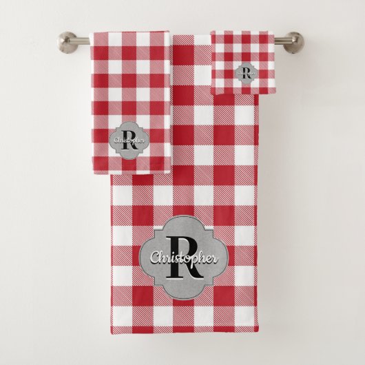 Rustic Country Red Gingham Bad Handdoek (Insitu)