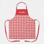 Rustic Country Red Gingham Name Persoonlijk Schort (Voorkant)
