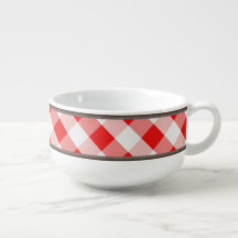 Rustic Country Red White Gingham 24oz Soup Mug