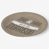 Rustic Country Ribbon Banner Couple's Name Papieren Bordje (Gekanteld)