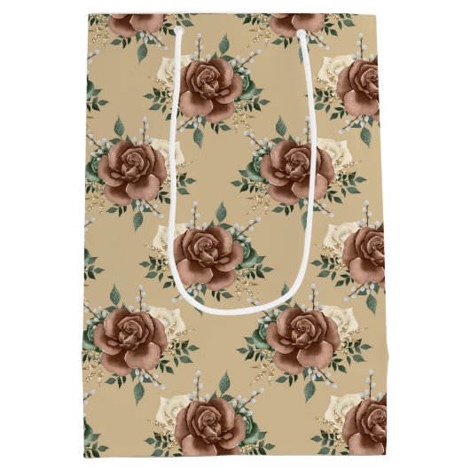 Rustic Country Roos Tissue Paper Medium Cadeauzakje (Achterkant)